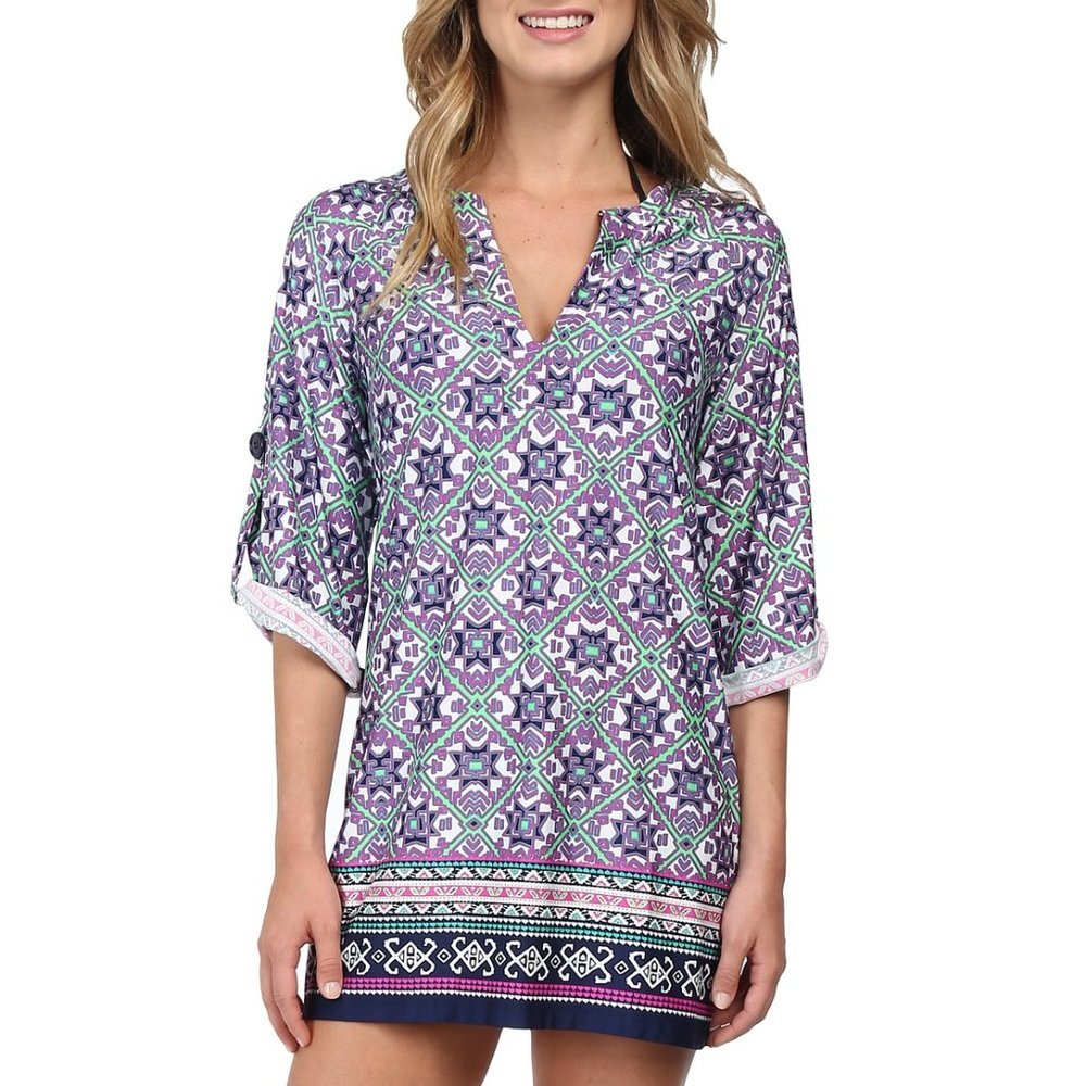 NWT Nanette Lepore Mallorca Mosaic Tunic Swim Cover Up Size Small S